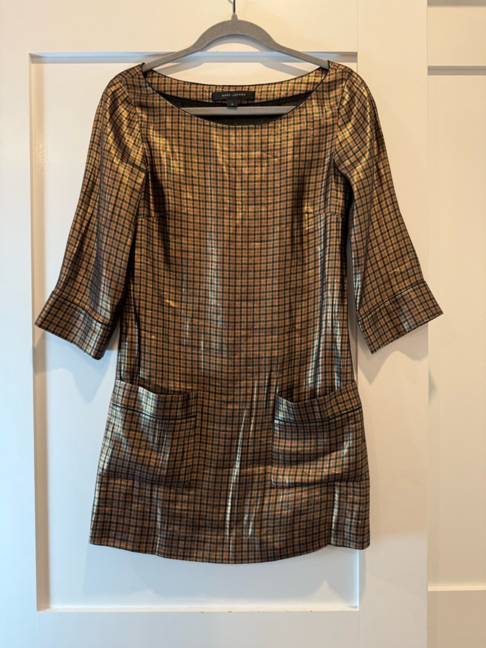***SOLD***Marc Jacobs Fall 2013 Metallic Houndstooth Dress